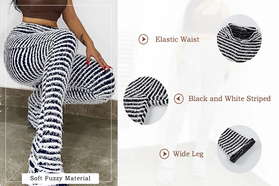 Black And White Fuzzy Pants