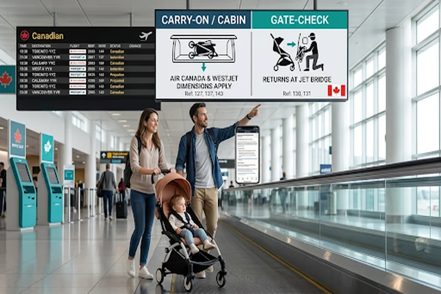 Best Travel Stroller for Flying Canada 2026: Carry-On, Gate-Check & Airline Rules