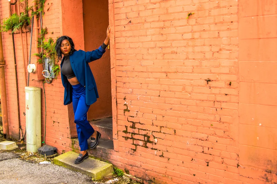 navy blue flare pants