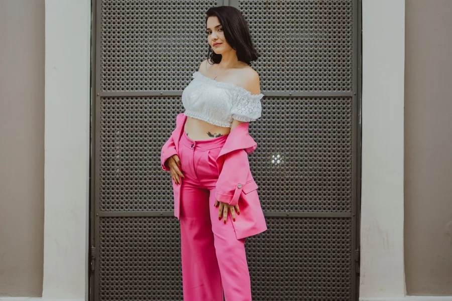 pink faux leather pants
