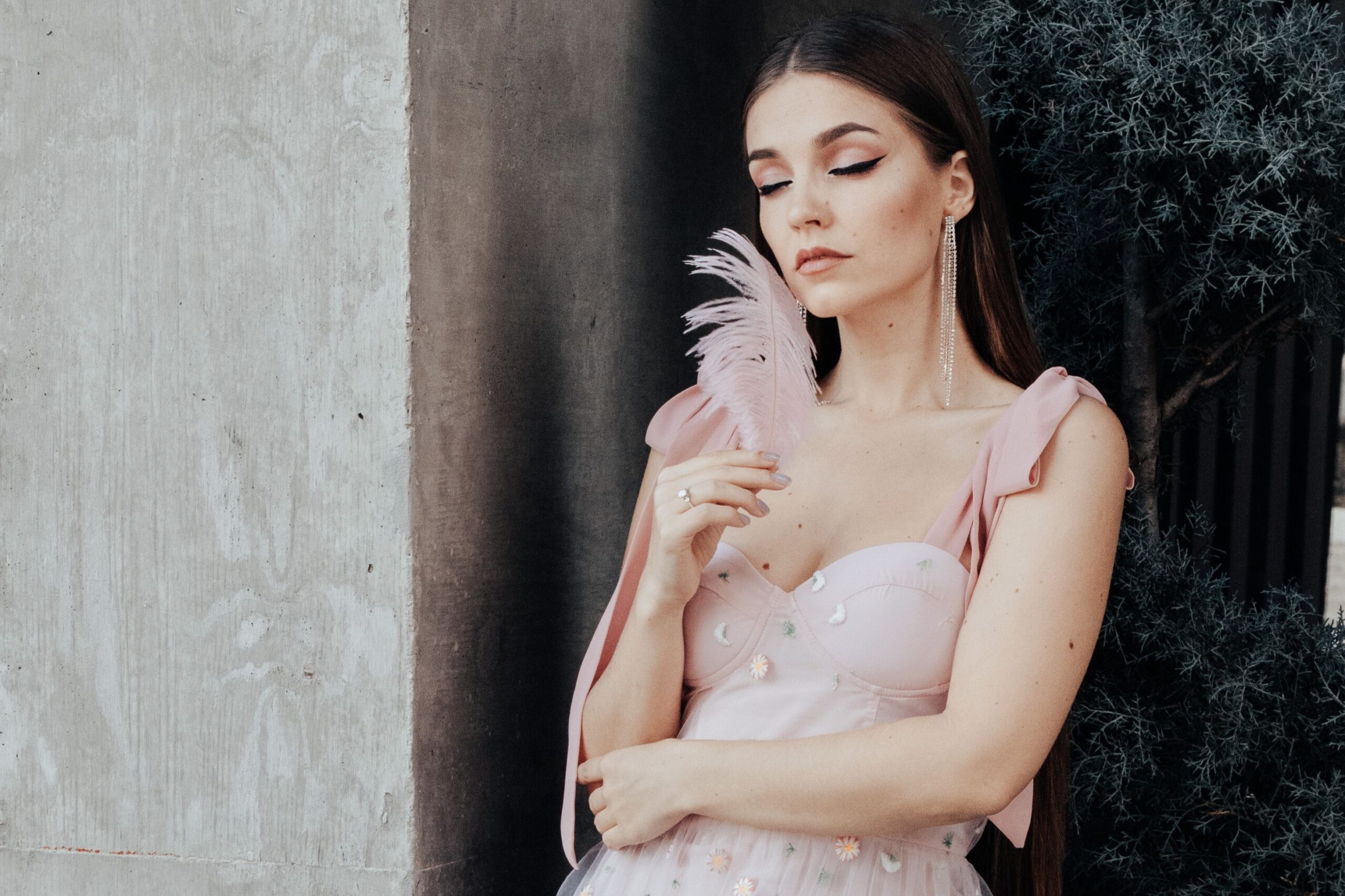 pink feather dress