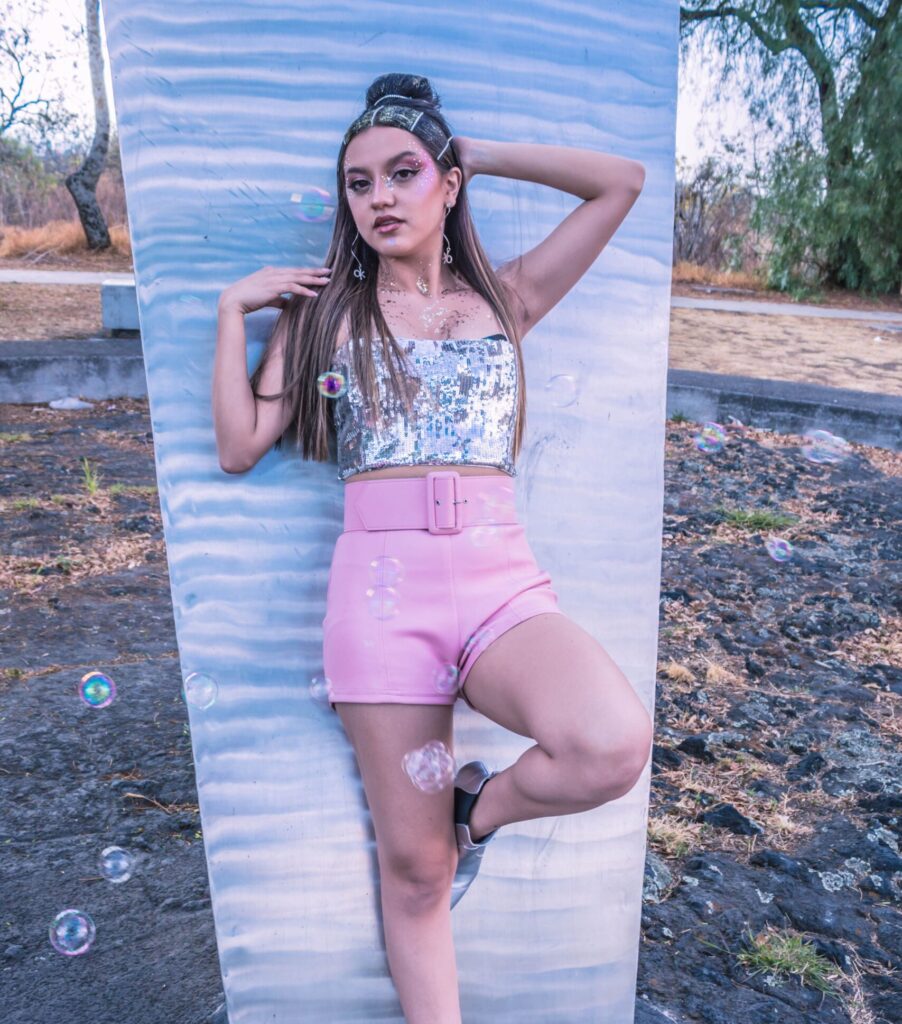 pink leather shorts