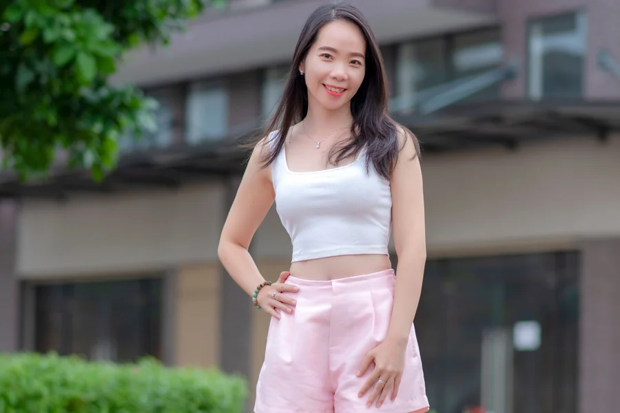 pink leather shorts