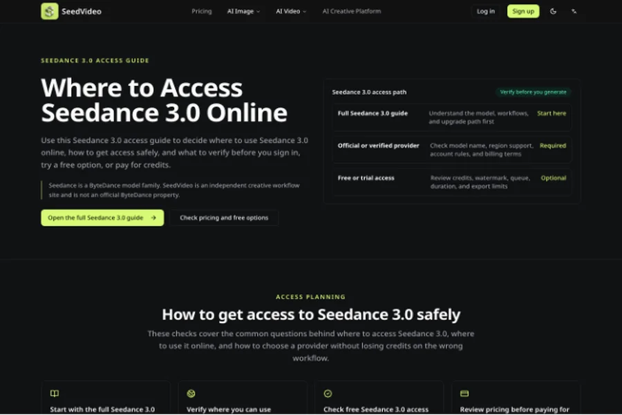 The studio describes a Seedance 3.0 file 
